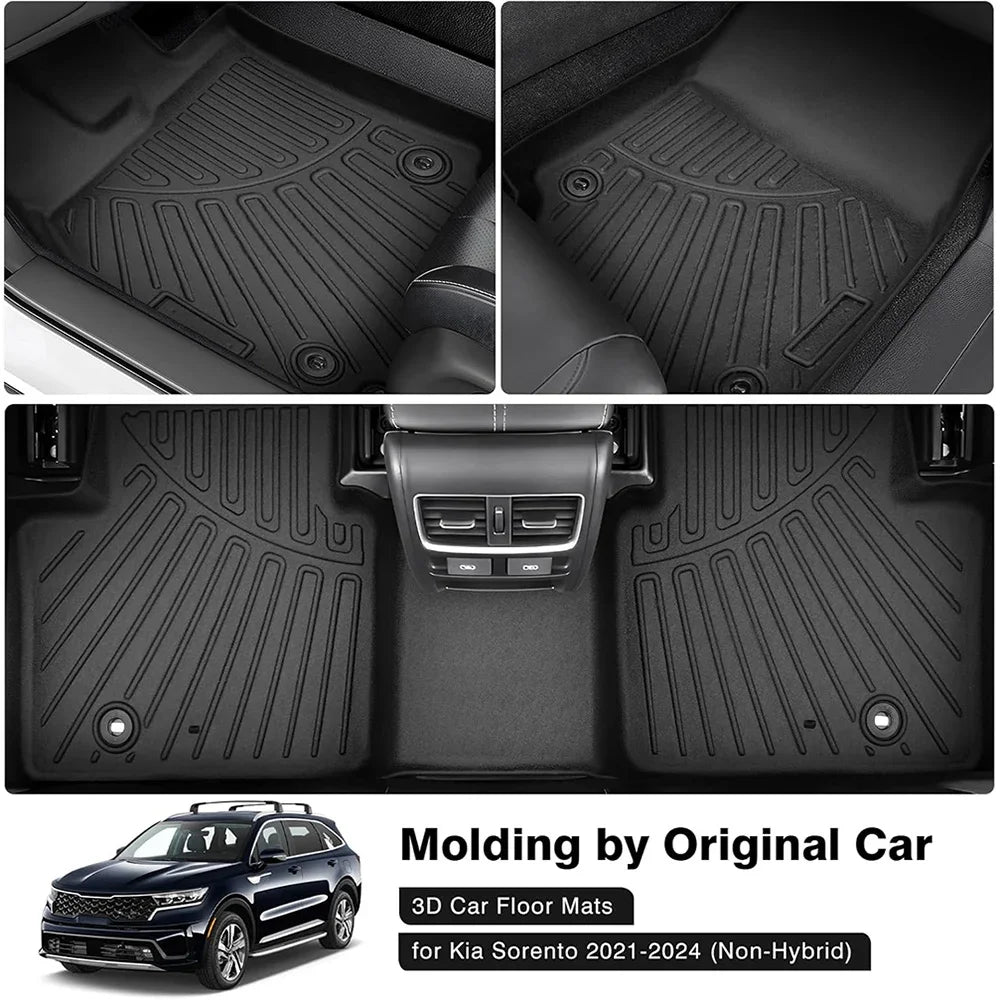 All Weather Floor Mats Cargo Liner for 2021 - 2024 2025 Kia Sorento Hybrid TPE Car Trunk Mat with Backrest Pad PHEV & HEV