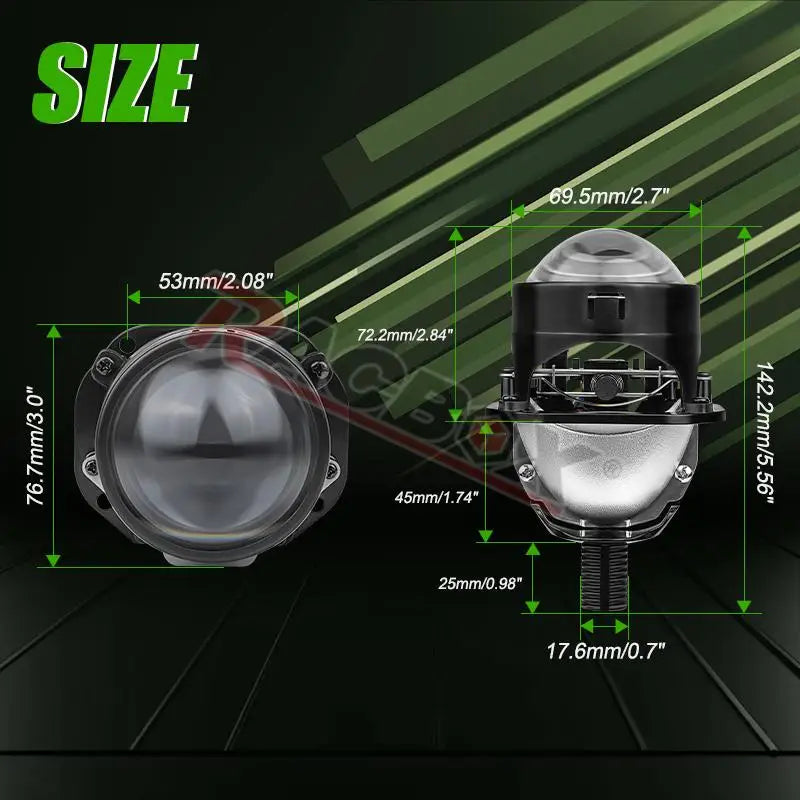 LED Projector Lens 2.5 Inch Bi LED High Low Beam Lights 80mm LED Halo for H4 H7 9005 9006 Car Headlight Bulbs Auto Diodes Turbo