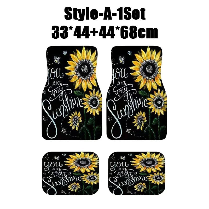 Antique Oriental Turkish Persian Carpet Car Floor Mats 4-Piece for Front Rear Seats Durable Floor Carpet Heavy Duty Rubber Back