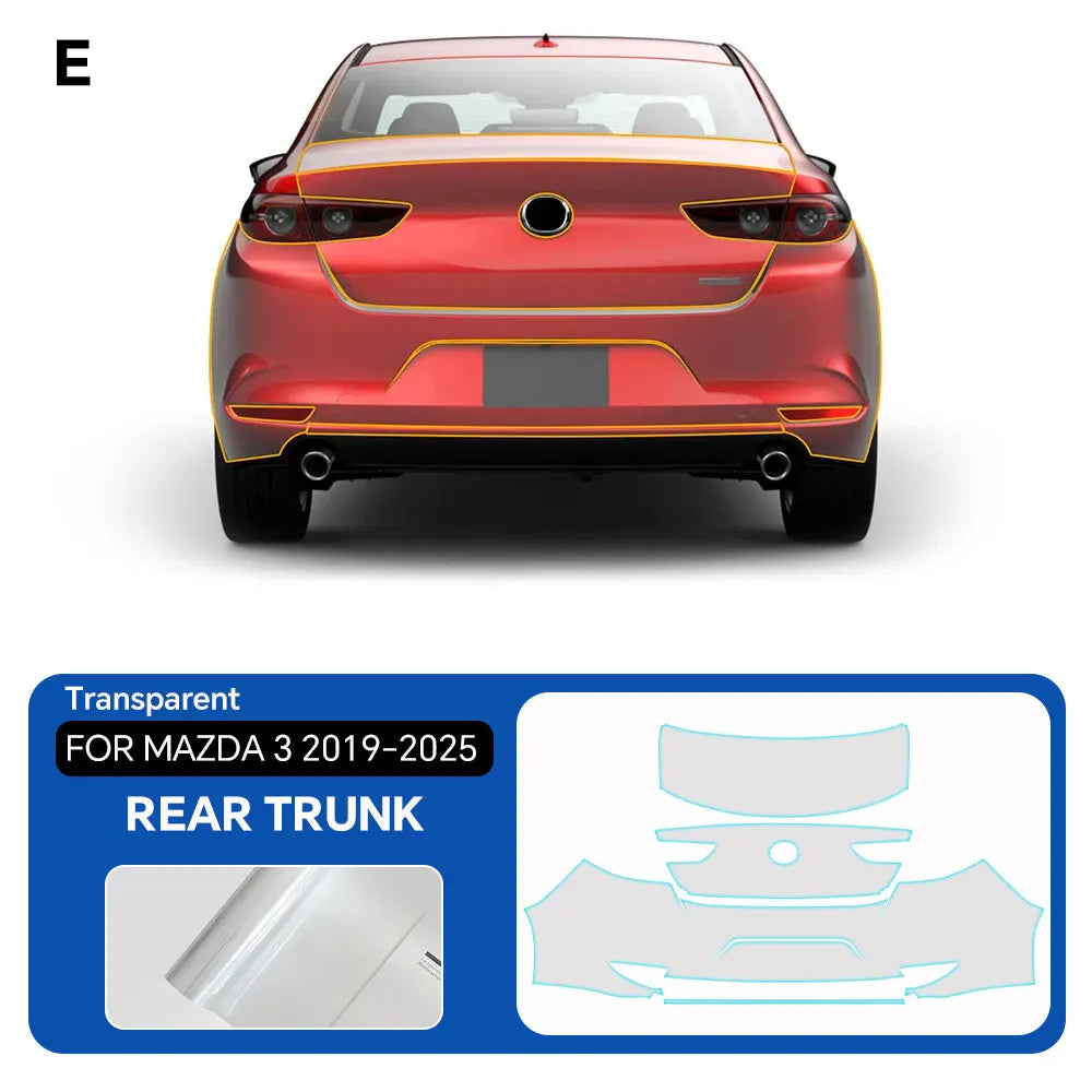 For Mazda 3 2019-2025 TPU Paint Protection Film Pre-cut PPF Anti-Scratch Car Body Clear Bra Resistant Invisible Car Accessories