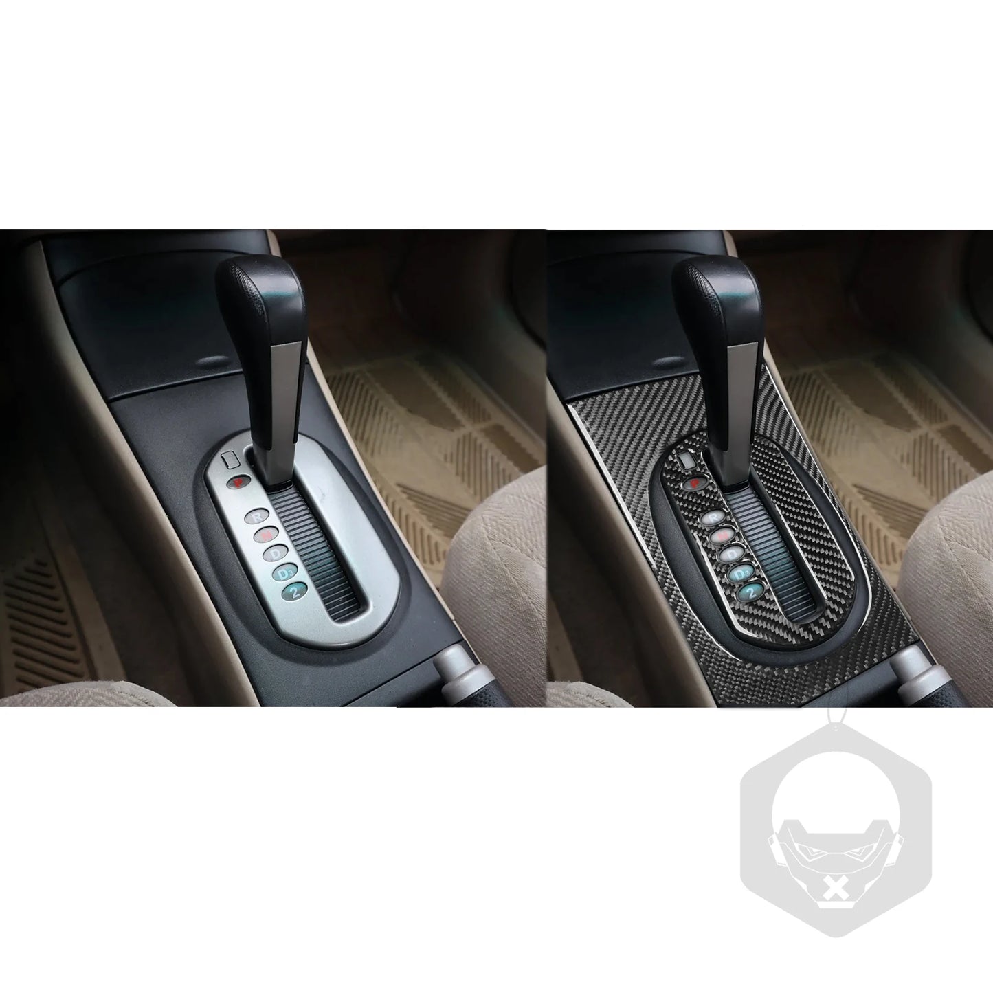 For Honda Civic 2001 2002 2003 2004 2005 Gear Shift Panel Set Cover Real Carbon Fiber Sticker Car Interior Moulding Accessories
