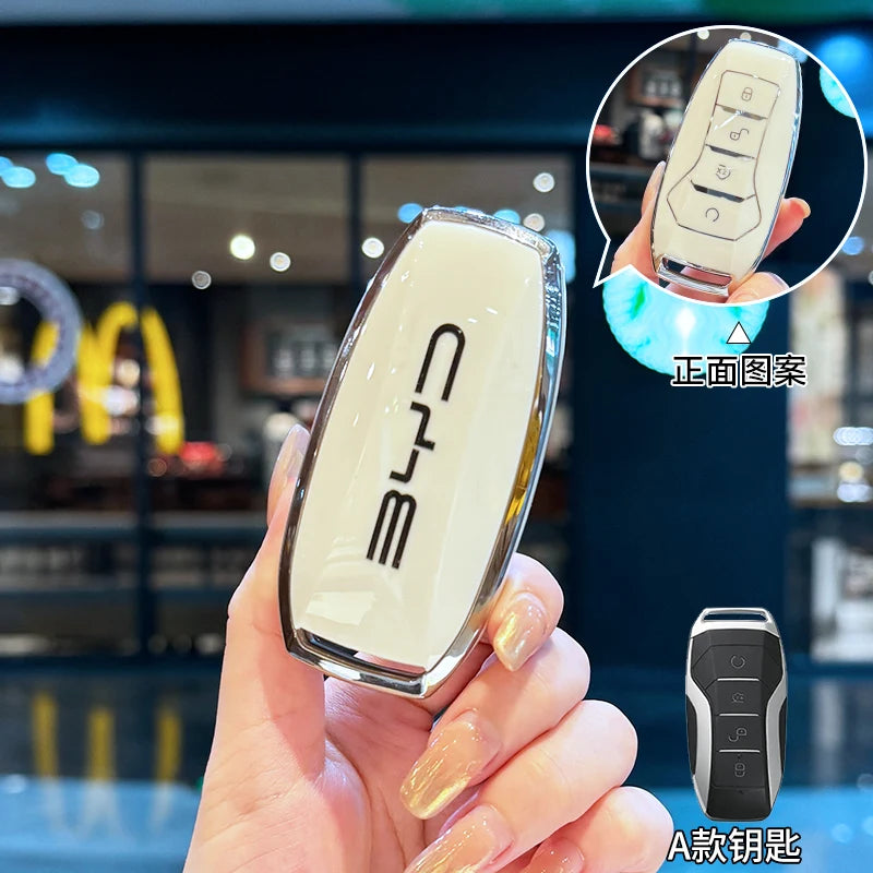 ICAR TPU Car Key Case for BYD Atto 3 Han EV Dolphin Durable Second Song Pro Tang Dm QIn PLUS MAX Yuan Key Bag Holder Cover Chain