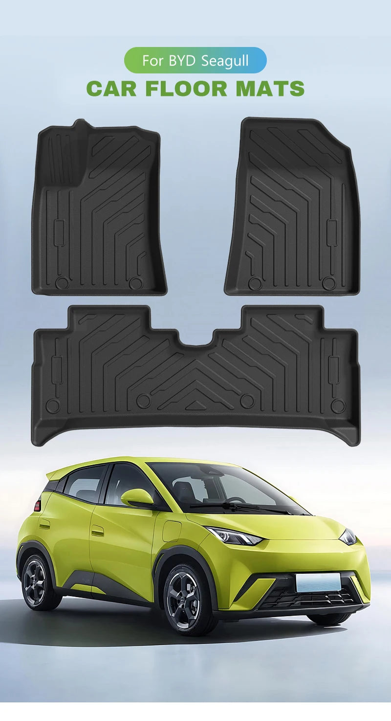 Car Floor Mats For BYD Seagull 2023 - 2024 TPE Trunk Liner Double Layer Foot Carpets Anti - Slip Wear Resistant Protective Pads