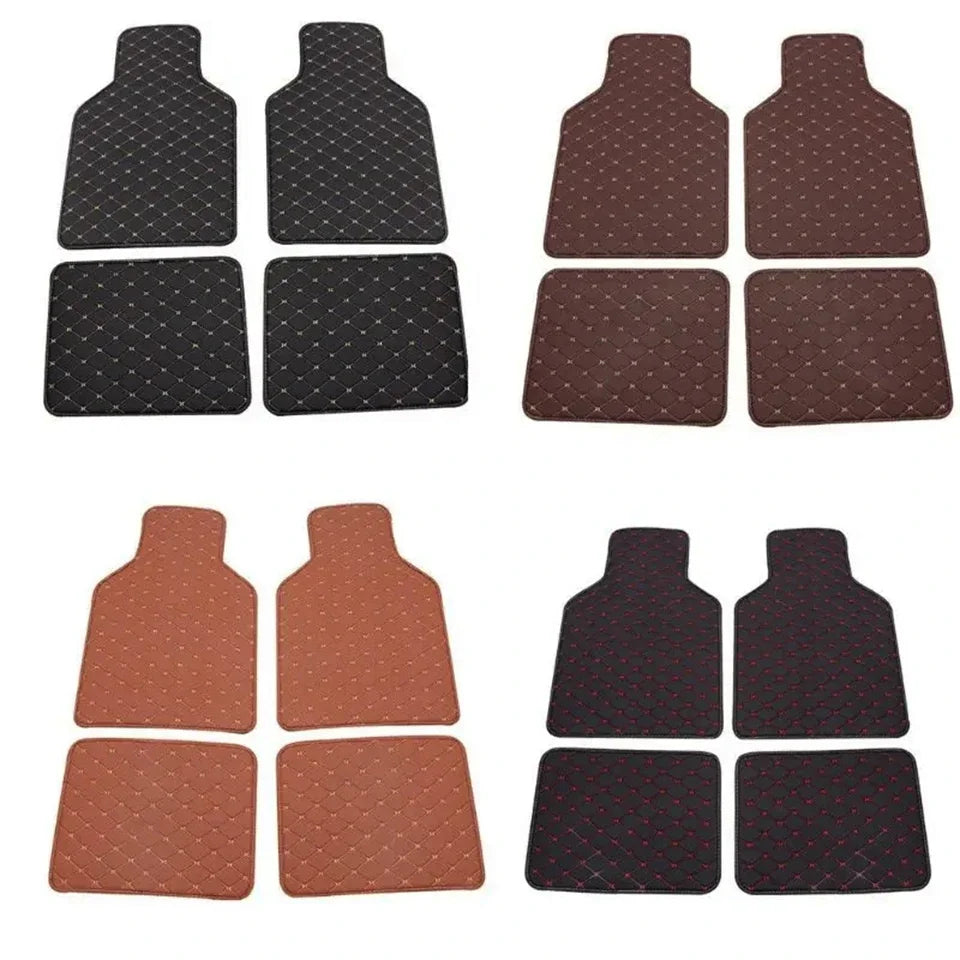 Car Floor Mats 4 Pcs Universal PU Leather Floor Mats Liners For Cars Truck SUV Front Rear Mats Foot Pad Car Accessories
