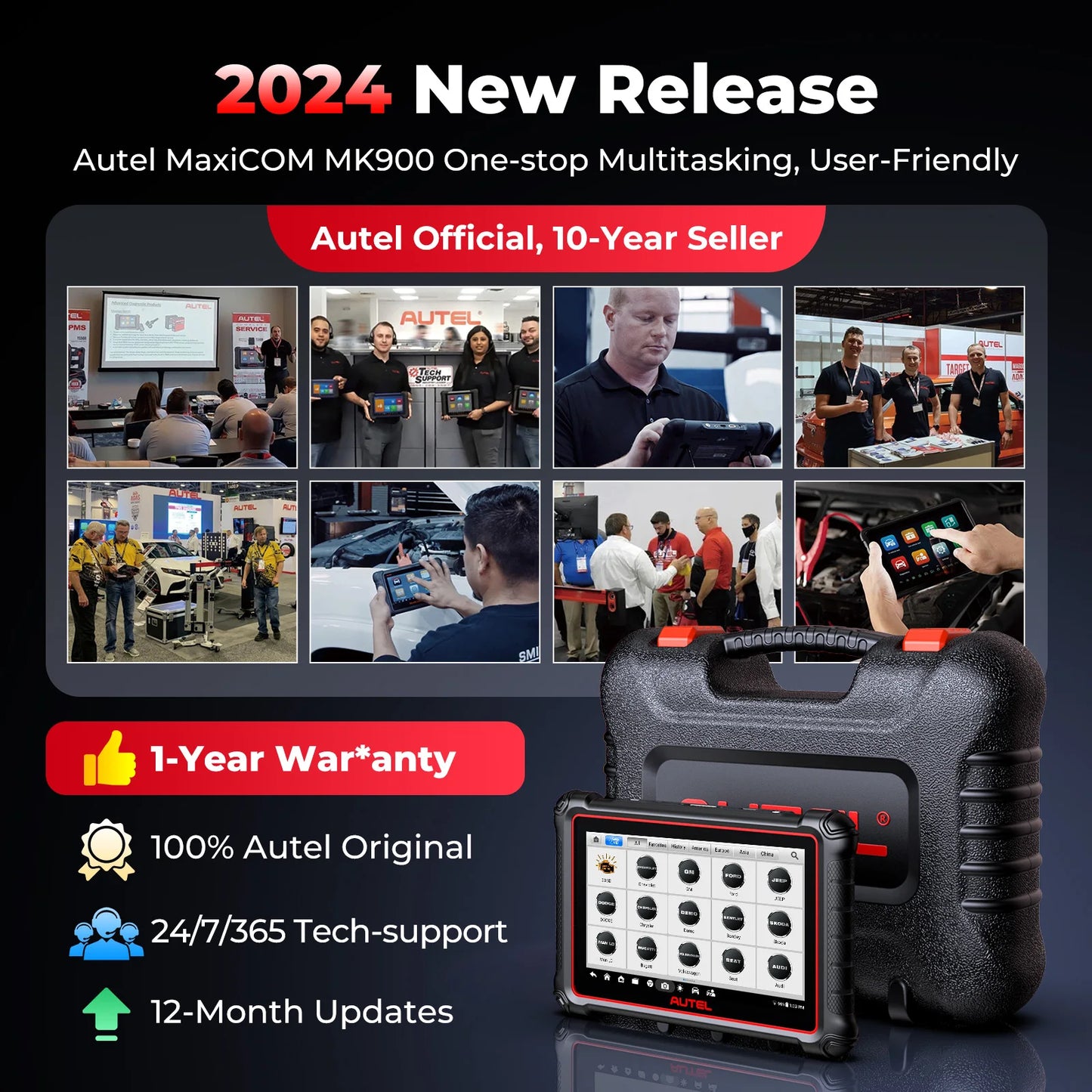 Autel MaxiCOM MK900 OBD2 Scanner Code Reader DoIP CAN FD Active Test Car Diagnostic Tool Code Reader OBDII Key Coding PK MX808S