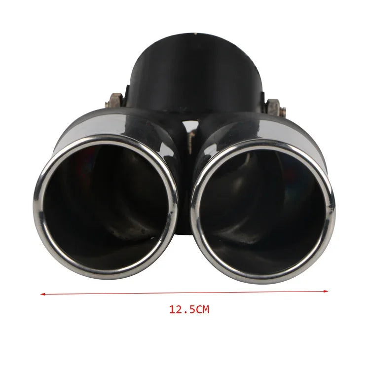 64mm Universal Double Pass Exhaust Pipe Tip Exhaust Silencer Muffler Tip Stainless Steel Pipe Trim Modified Exhause Tail Pipe