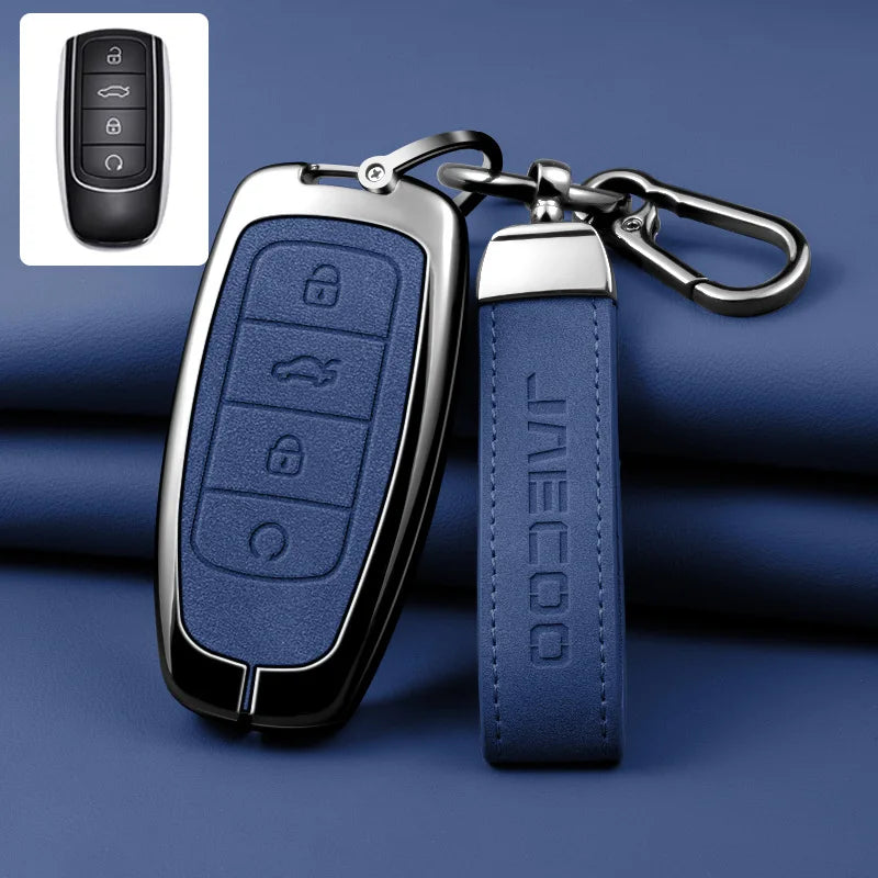 Car Zinc Alloy Leather Key Case Cover Holder For Chery Jaecoo Tigo 7 8 Pro Max Omoda C5 Tigo 7 8 Plus Arrizo 5 Plus Car Styling