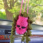 1pc Car Skull Halloween Ornament, Car Decoration, Rearview Mirror Decoration, Hand-Crocheted and Creative