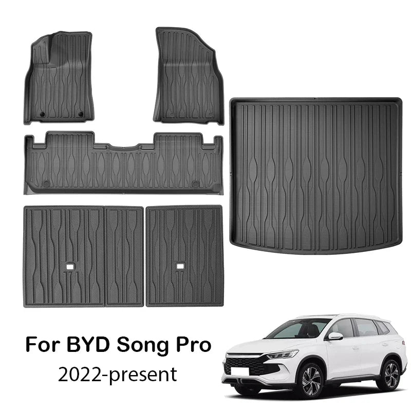 TPE Car Floor Mats For BYD Song Pro Dmi 2024 2025 Cargo Liners Waterproof Non-slip Seat Back Protector Trunk Mats Car Carpet