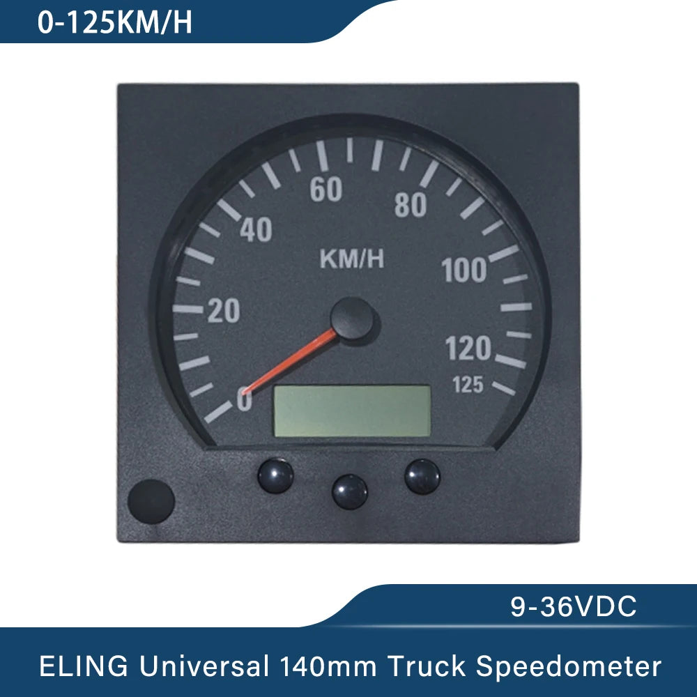 ELING Newest Universal 140mm Diameter Truck Speedometer Odometer 0-125km/h With Backlight 9-36V