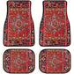 Antique Oriental Turkish Persian Carpet Car Floor Mats 4-Piece for Front Rear Seats Durable Floor Carpet Heavy Duty Rubber Back