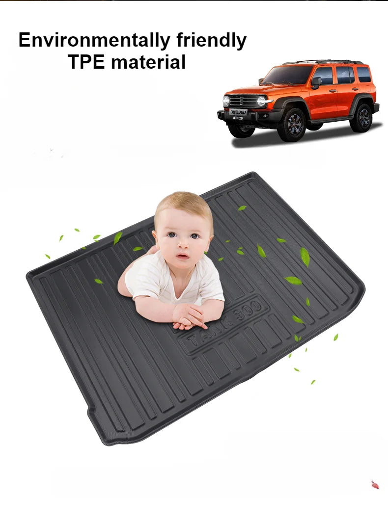 Rear Trunk Mats TPE Waterproof Cargo Liner For GWM Great Wall Tank 300 Full Surround Rear Seat Backrest Protection Pad