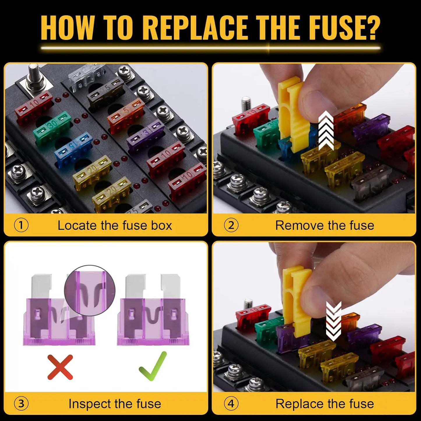 100pcs Low Profile Standard Blade Fuse Assortment 2A -35A 40A Blade Fuses for Car Boat Truck SUV Automotive