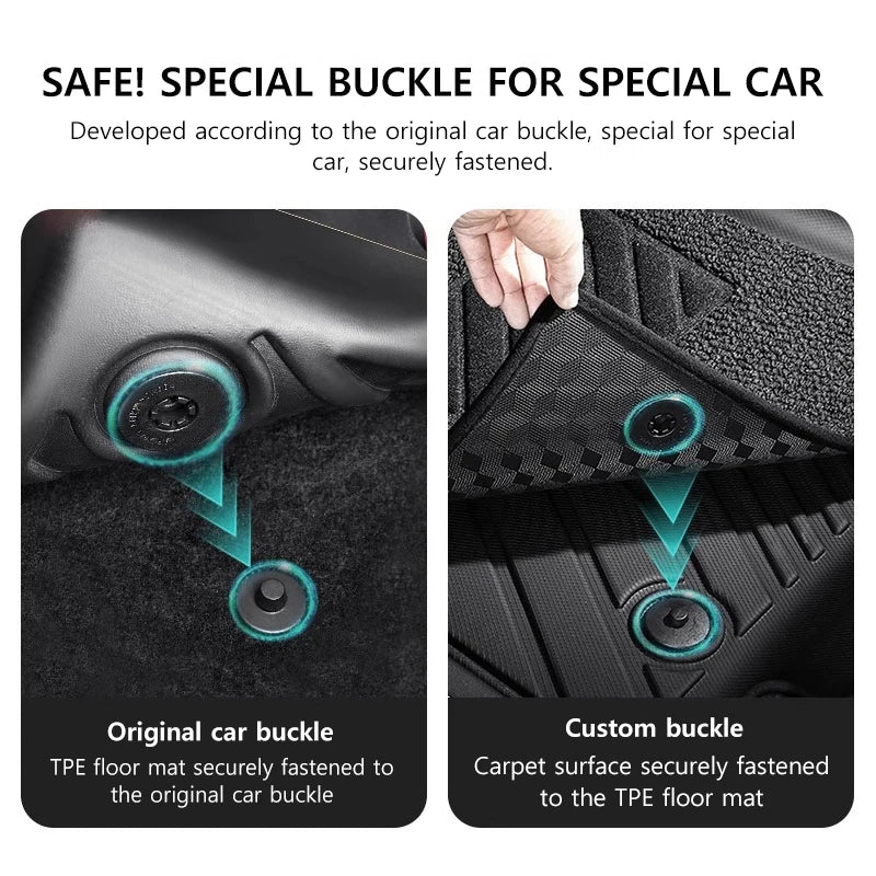 Car Floor Mats For BYD Seagull 2023 - 2024 TPE Trunk Liner Double Layer Foot Carpets Anti - Slip Wear Resistant Protective Pads