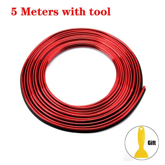 1-5pcs Universal Car Moulding Decoration Flexible Strips 5M Interior Auto Mouldings Car Cover Trim Dashboard Door Car-styling