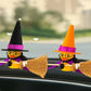 Car Decoration Rubber Duck Halloween with Magic Hat Cloak Broom Sunglasses Necklace for Car Ornaments Home Table Decor