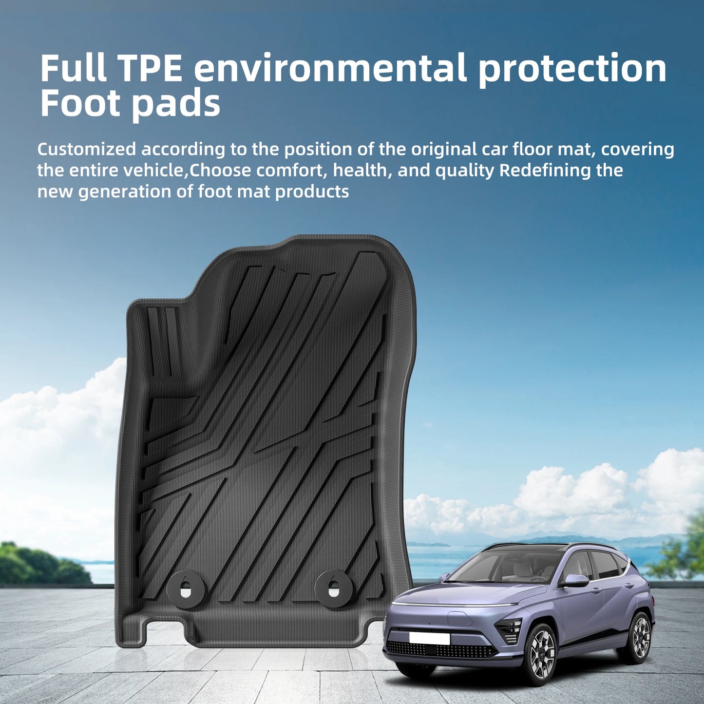 SMABEE for Hyundai Kona Electric 2024 2025 TPE 3D Car Rear Trunk Pad Cargo Liner Trunk Mat All Weather Black