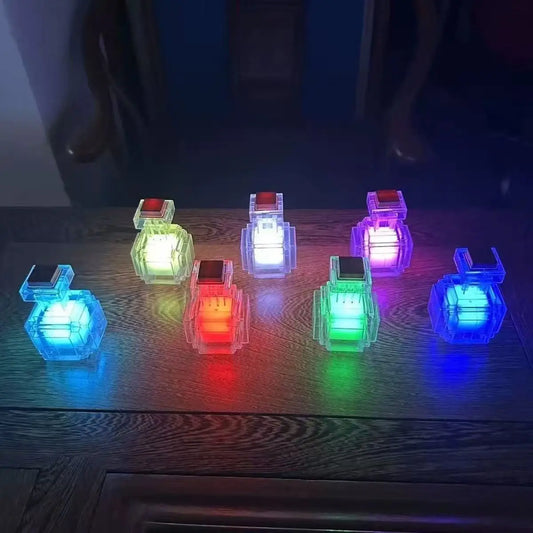 High-quality pixel-style potion-bottle night light: tap to cycle 7 colors, perfect desk décor and a must-have for gamers.
