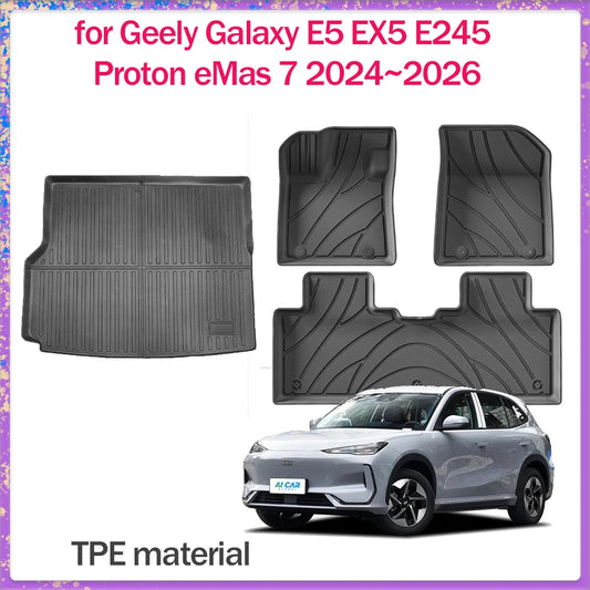 Floor Mat for Geely Galaxy E5 EX5 E245 Proton eMas 7 2024~2026 TPE Foot Interior Liner Waterproof Trunk Pad Carpet Accessories
