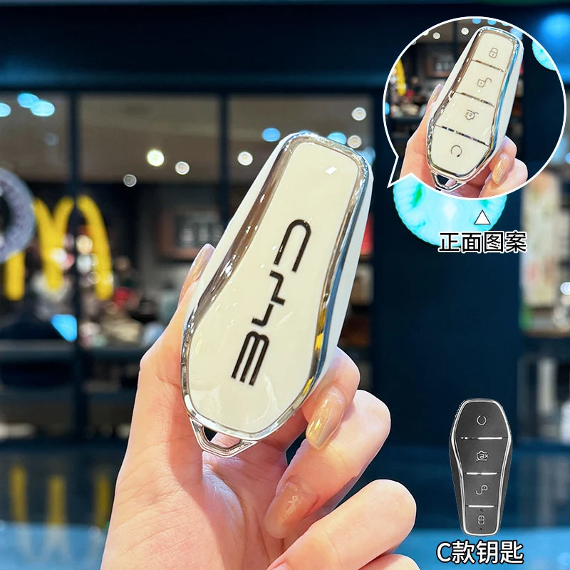 ICAR TPU Car Key Case for BYD Atto 3 Han EV Dolphin Durable Second Song Pro Tang Dm QIn PLUS MAX Yuan Key Bag Holder Cover Chain