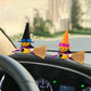 Car Decoration Rubber Duck Halloween with Magic Hat Cloak Broom Sunglasses Necklace for Car Ornaments Home Table Decor