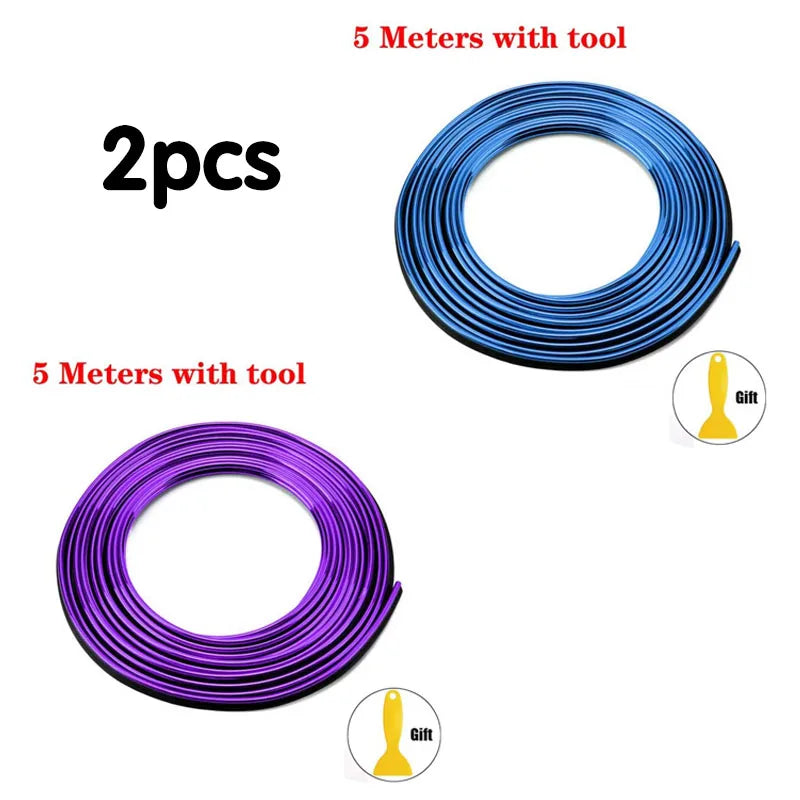 1-5pcs Universal Car Moulding Decoration Flexible Strips 5M Interior Auto Mouldings Car Cover Trim Dashboard Door Car-styling