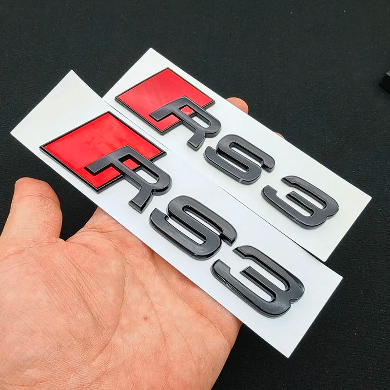 3D ABS RS3 RS4 RS5 RS6 RS7 RS8 Car Body Rear Trunk Emblem Decal Badge Sticker For Audi A3 S3 A4 S4 A5 A6 A7 S7 Auto Accessorie