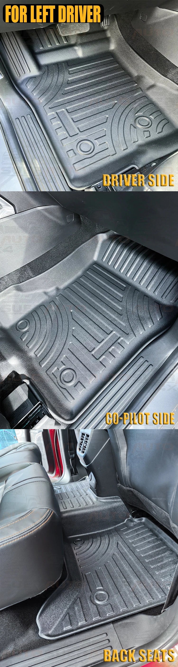 3D TPE Floor Mats for Ford Ranger Next Gen 2023 2024 Wildtrak XLT XLS XL Raptor Anti-Slip Waterproof Interior Accessories