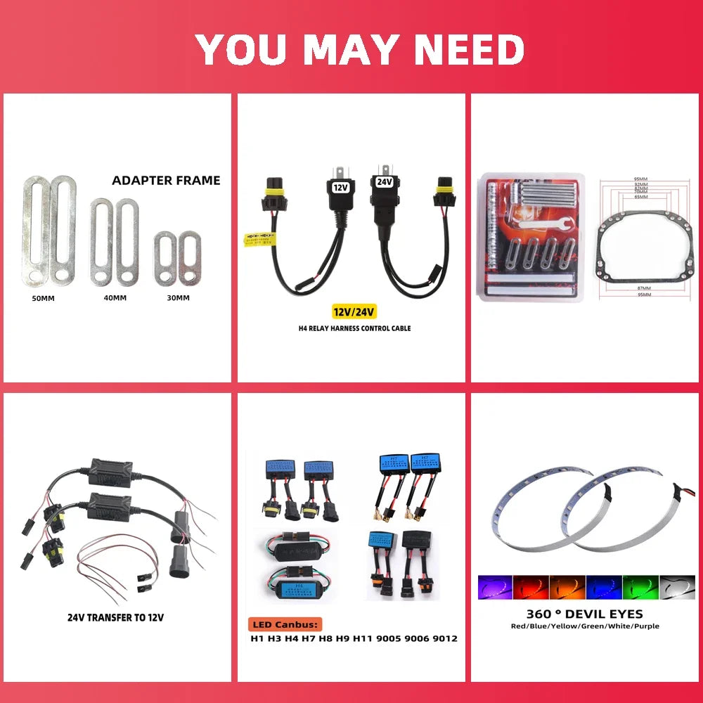 SANVI 3'' AF02 Bi Led Projector AFS Non-destructive Headlamp for Hella 3R G5 130W 6+3pcs Chips lamp Led Light Auto Acceesories