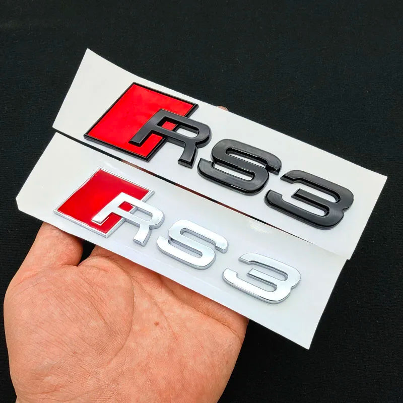 3D ABS RS3 RS4 RS5 RS6 RS7 RS8 Car Body Rear Trunk Emblem Decal Badge Sticker For Audi A3 S3 A4 S4 A5 A6 A7 S7 Auto Accessorie