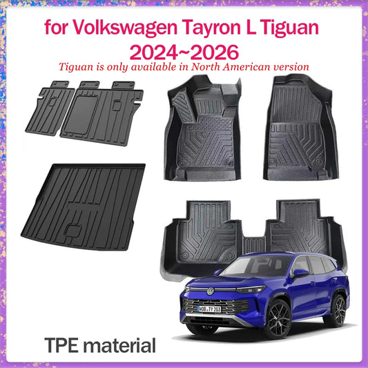 Floor Mat for Volkswagen VW Tayron Mk2 Tiguan 2024~2026 TPE Foot Interior Liner Waterproof Trunk Pad Carpet Custom Accessories