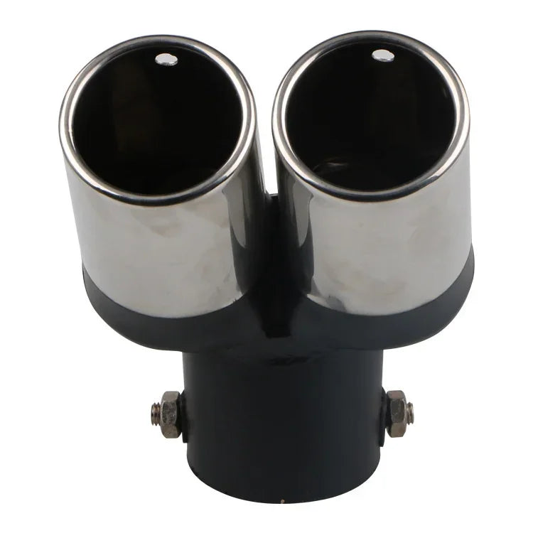 64mm Universal Double Pass Exhaust Pipe Tip Exhaust Silencer Muffler Tip Stainless Steel Pipe Trim Modified Exhause Tail Pipe