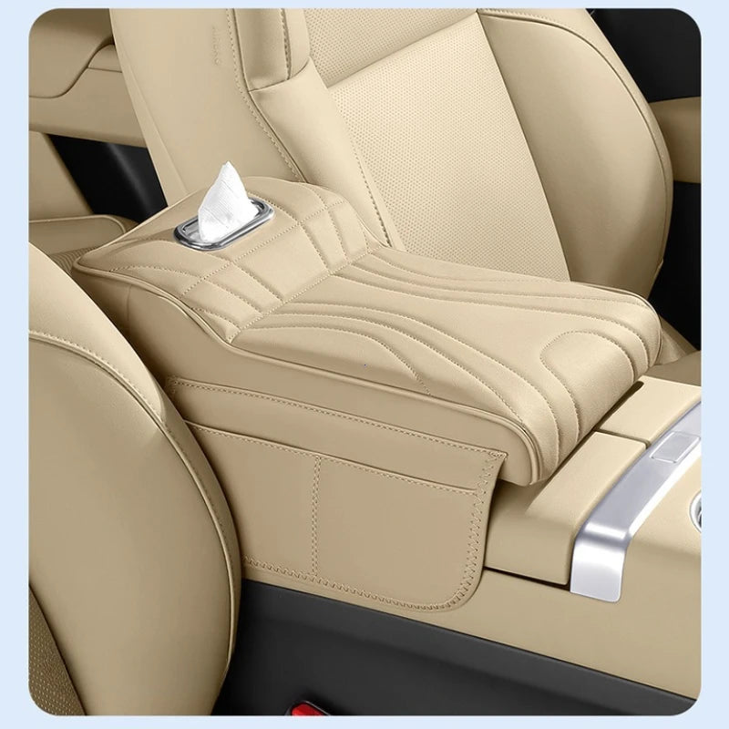 Car Armrest Box Height Increase Pad with Storage Bag Car Leather Protective Cover for jaecoo j7 JETOUR T2 Haval H9 2rd 2024 2025