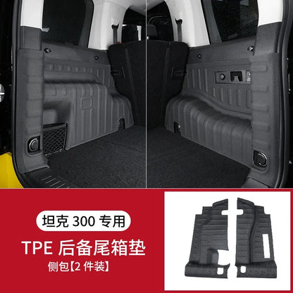 Rear Trunk Mats TPE Waterproof Cargo Liner For GWM Great Wall Tank 300 Full Surround Rear Seat Backrest Protection Pad