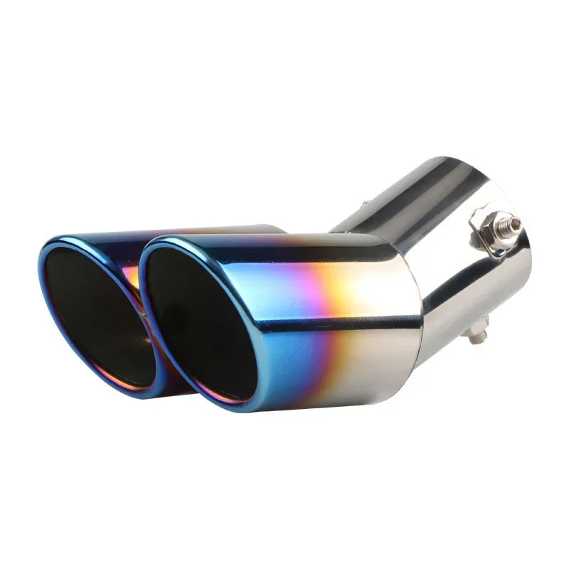 64mm Universal Double Pass Exhaust Pipe Tip Exhaust Silencer Muffler Tip Stainless Steel Pipe Trim Modified Exhause Tail Pipe