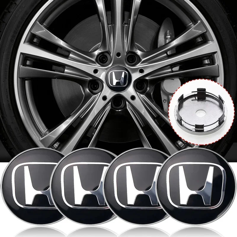 4pcs 60mm Car Wheel Center Hub Cap Rim Cover Emblem Stickers For Honda Civic Fit Jazz Accord Pilot Passport Stepwgn CRV BRV HRV