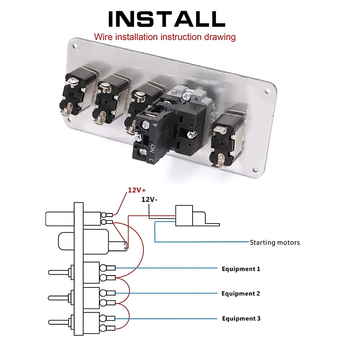 12v Switch Panel Interruptor Car Trunk LED Light Ignition Toggle Engine Start Battery Disconnect Cut Off Switches Universal