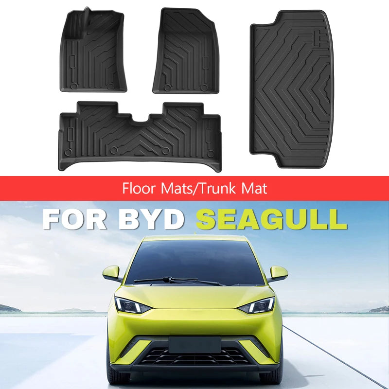 Car Floor Mats For BYD Seagull 2023 - 2024 TPE Trunk Liner Double Layer Foot Carpets Anti - Slip Wear Resistant Protective Pads