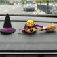 Car Dashboard Halloween Rubber Ducks, Cool Rubber Duck Ornaments with Witch Hat Sunglasses Cape Necklace Spooky Halloween Party