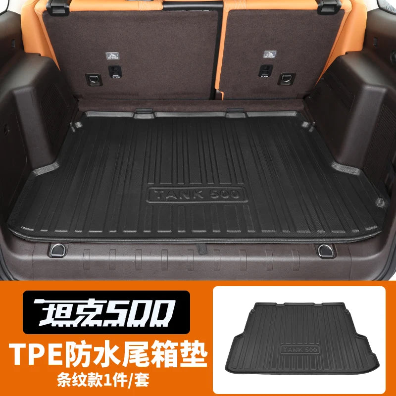 Rear Trunk Mats TPE Waterproof Cargo Liner Boot Lugguage Protective Pad For Great Wall Tank 500 Hi4-T Interior Accessories
