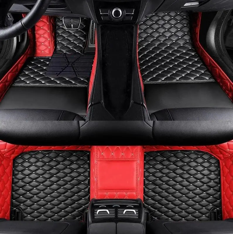 Custom Car Mats For Dacia Duster 2021~2023 Leather All Weather Waterproof Non-Slip Diamond Full Covered Personalized Black Red