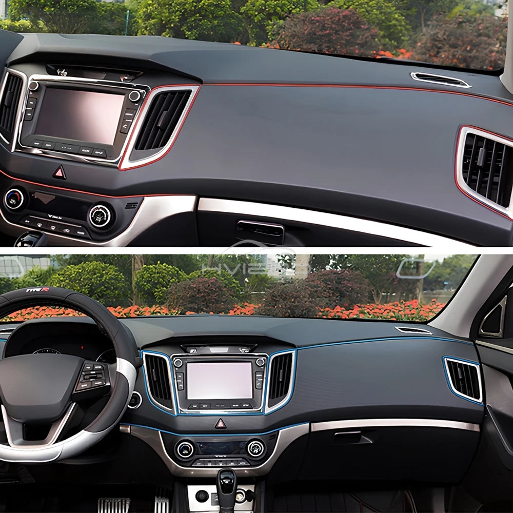 Car Universal Trims Strip 5M Tape Interior Modelling Line Flexible Wheel Modified Center Control Instrument Panel Chrome Glitter