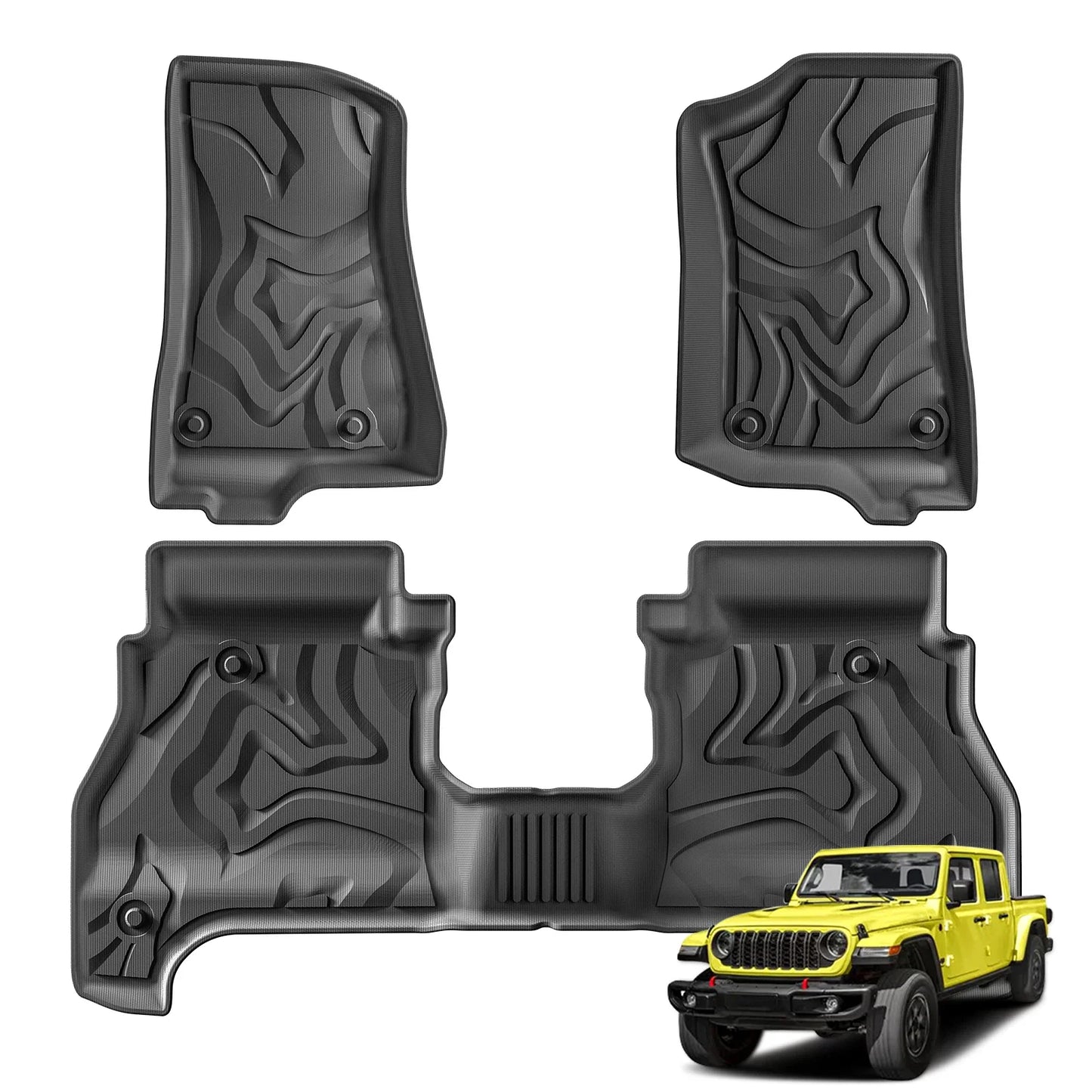 for Jeep Gladiator JT Pickup 2020-2024 Truck Bed Mat TPE 3D Floor Liner Truck Mat 5 Ft All Weather Black Left Rudder