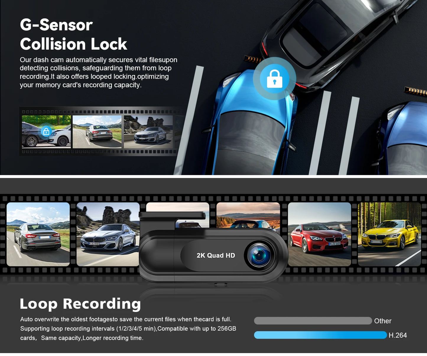 Dash Cam WiFi 2.5K,Car Camera with APP,Dashcams with WDR Night Vision, 24H Parking mode, Loop Recording, G-Sensor,GPS Module