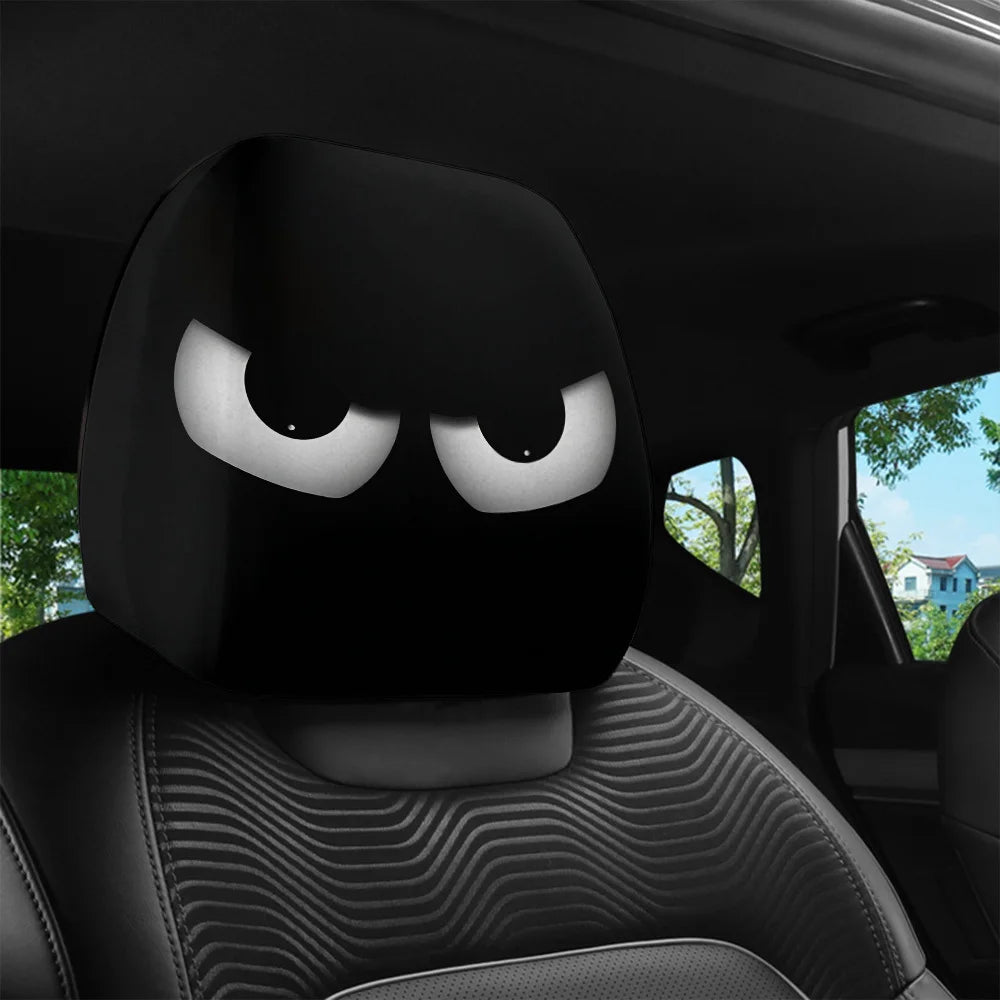 2pcs Car Headrest Pillowcases Spooky Halloween Christmas Decorations Funny Scary Car Interior Accessories Fit for All Vehicles
