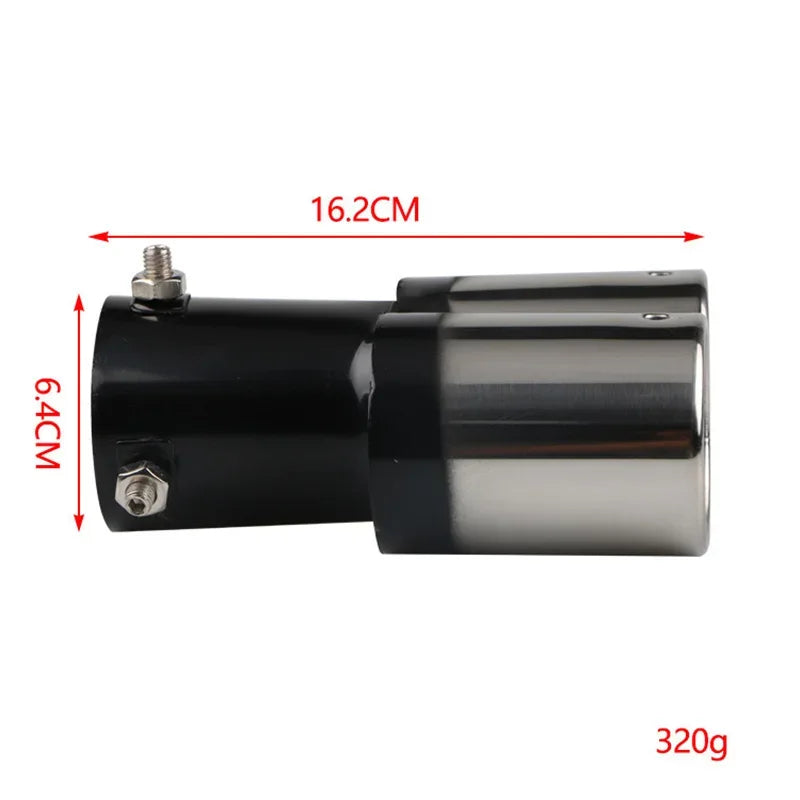 64mm Universal Double Pass Exhaust Pipe Tip Exhaust Silencer Muffler Tip Stainless Steel Pipe Trim Modified Exhause Tail Pipe