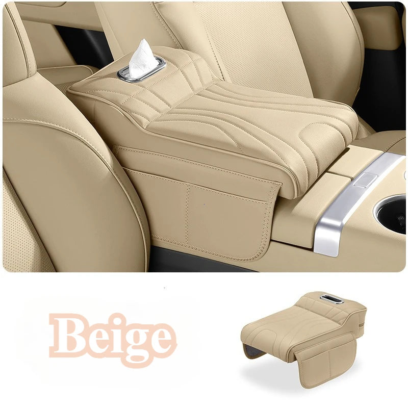 Car Armrest Box Height Increase Pad with Storage Bag Car Leather Protective Cover for jaecoo j7 JETOUR T2 Haval H9 2rd 2024 2025