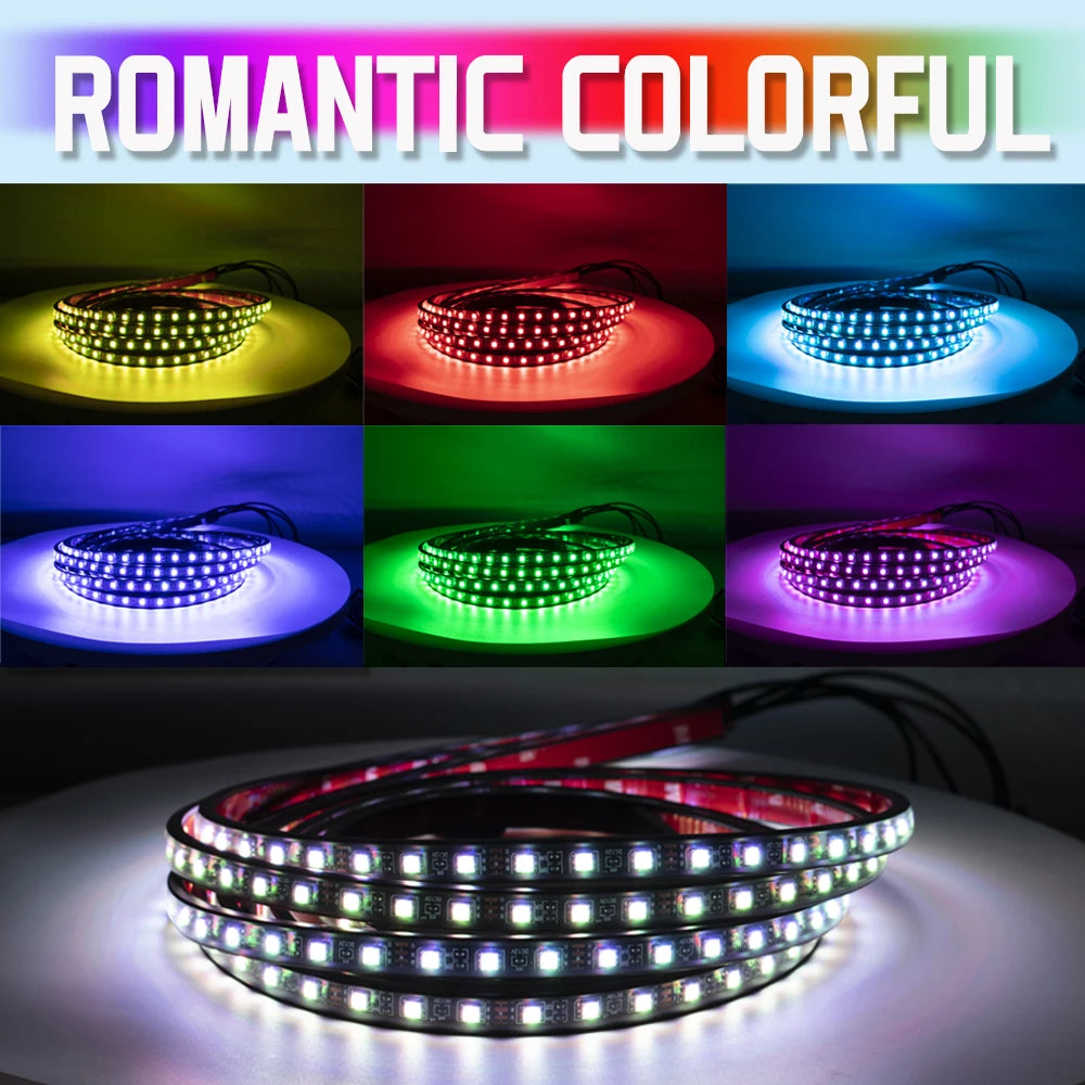 Universal Car Chassis Flexible LED Strip Light Remote /APP Control RGB Neon Light Ambient Atmosphere Lamp Auto Accessories Kit