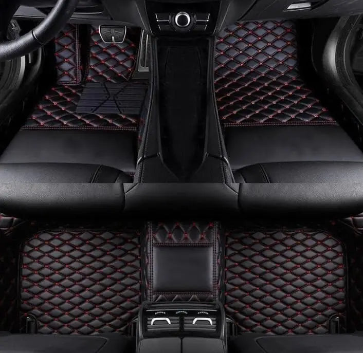 Custom Car Mats For Dacia Duster 2021~2023 Leather All Weather Waterproof Non-Slip Diamond Full Covered Personalized Black Red