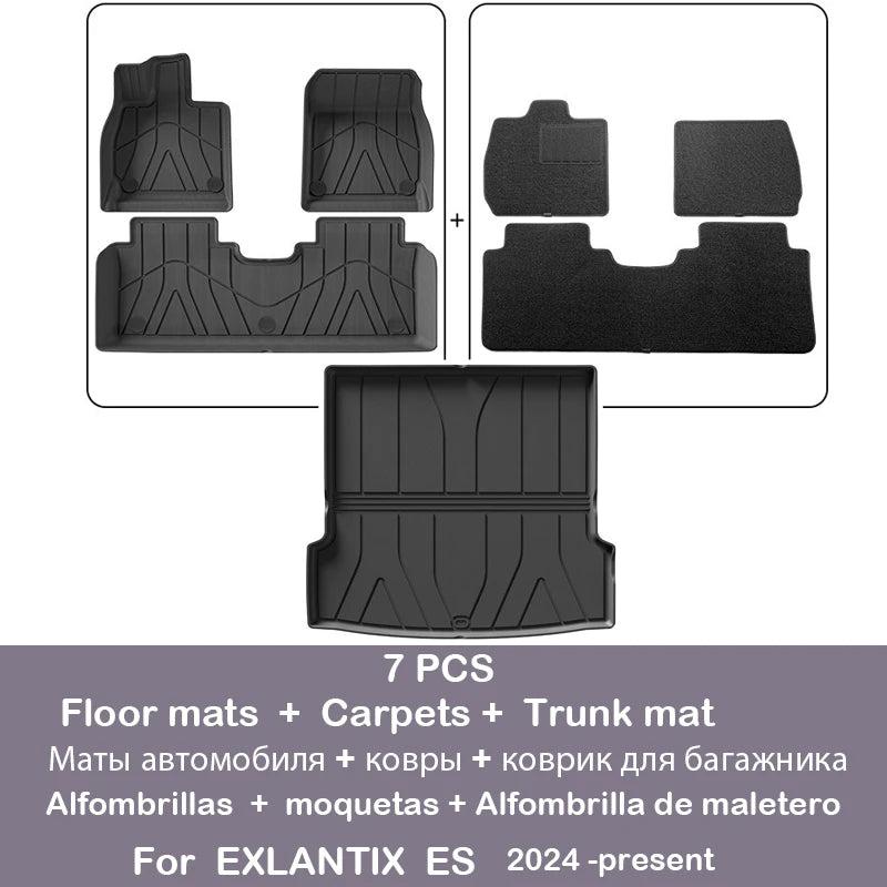 Car Floor Mats for EXLANTIX ES 2025 2024-present Trunk Mats Cargo Liner Protector Waterproof Non-slip Foot Pad Carpet Kits
